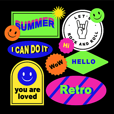 영어 스티커 일러스트 표정 미소 웃음 사람없음 여름 컬러풀 귀여움 복고 손모양 로큰롤 록 HELLO hi 긍정적 와우 키치 이모지 국내일러스트 AI파일 모양 문자 계절 감정 음악 컬러 컨셉 인사 파일형식 벡터 손_신체부위
