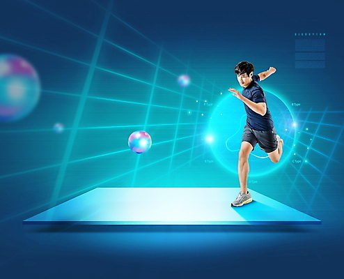 전신 PSD 편집이미지 남자 한명 20대 성인 파란색 운동복 달리기 운동 건강관리 한국인 원형 홀로그램 성인남자한명만 바이오리듬 이미지편집 도형 1 옷 컬러 모션 건강 관리 사람 동양인 청년 남자한명만 성인남자만 파일형식