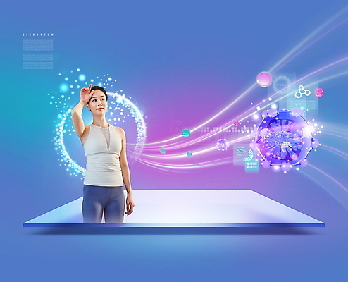 PSD 편집이미지 여자 곡선 한명 상반신 20대 성인 파란색 빛 운동복 운동 건강관리 한국인 원형 바이러스 땀 닦기 성인여자한명만 바이오리듬 이미지편집 도형 1 옷 선 컬러 모션 건강 관리 사람 동양인 청년 여자한명만 성인여자만 파일형식