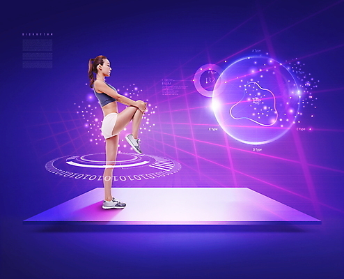전신 PSD 편집이미지 여자 한명 20대 성인 빛 운동복 운동 건강관리 보라색 스트레칭 한국인 잡기 원형 다리들기 홀로그램 의료성형뷰티 성인여자한명만 바이오리듬 이미지편집 도형 1 옷 컬러 모션 건강 관리 사람 동양인 청년 여자한명만 성인여자만 파일형식