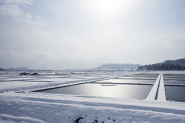 포토 JPG 주간 겨울 하늘 산 풍경 사람없음 야외 햇빛 눈 전라남도 신안 염전 눈덮임 국내포토 자연요소 계절 컨셉 날씨 태양 전라도 시설 파일형식