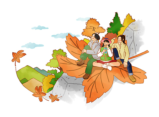 전신 PSD 나무 구름 여자 남자 어린이 단풍 일러스트 가족 휴식 산 함께함 들기 앉기 소녀 성인 세명 등산 마시기 가을 바위 등산객 구경 등산복 텀블러 국내일러스트 자연요소 식물 옷 계절 컨셉 잎 관계 모션 사람 컵 트래킹 돌_바위 파일형식