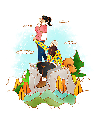 전신 PSD 나무 구름 여자 단풍 일러스트 하늘 휴식 산 함께함 서기 앉기 성인 두명 외침 등산 기쁨 가을 바위 가리킴 정상 등산객 등산복 산정상 성인여자만 국내일러스트 자연요소 식물 옷 계절 감정 컨셉 잎 모션 사람 손짓 소리 트래킹 돌_바위 여자만 성인만 파일형식