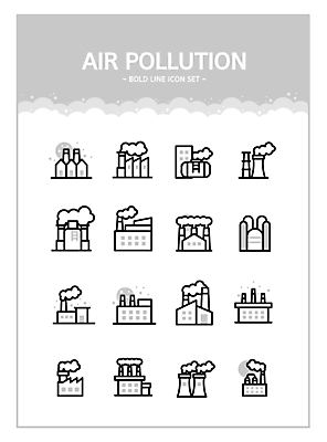 아이콘 공장 굴뚝 사람없음 회색 발전소 오염 연기 라인아이콘 가스 매연 대기오염 공장굴뚝 볼드라인 2D아이콘 AI파일 컬러 공업 에너지 환경오염 파일형식 벡터