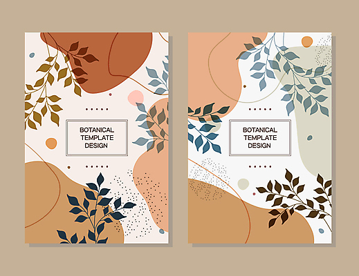 선 백그라운드 잎 일러스트 프레임 사람없음 갈색 점 심플 보테니컬아트 미니멀 국내일러스트 AI파일 식물 컬러 파일형식 벡터