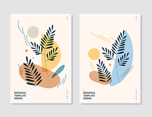 선 백그라운드 잎 일러스트 사람없음 심플 베이지색 파스텔톤 보테니컬아트 미니멀 국내일러스트 AI파일 식물 컬러 파일형식 벡터