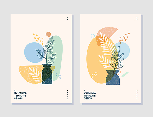 백그라운드 잎 일러스트 사람없음 꽃병 심플 베이지색 파스텔톤 보테니컬아트 미니멀 국내일러스트 AI파일 식물 꽃 컬러 파일형식 벡터