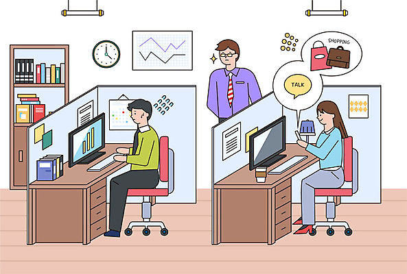 여자 남자 커피 시계 말풍선 겨울 의자 가방 일러스트 비즈니스 그래프 사람 성인 세명 스마트폰 쇼핑 컬러풀 스탠드 비즈니스맨 비즈니스우먼 책상 감시 눈치 채팅 성인만 국내일러스트 AI파일 잡화 계절 음료 컬러 가구 조명 핸드폰 스마트기기 직장인 파일형식 벡터