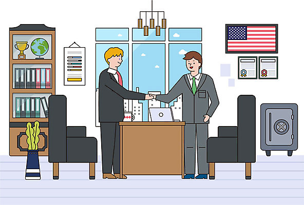 외국인 남자 겨울 일러스트 비즈니스 그래프 악수 사람 성인 두명 컬러풀 사무실 지구본 글로벌비즈니스 미국 머그컵 직장인 성조기 트로피 책상 계약 금고 성인남자만 국내일러스트 AI파일 직업 계절 컬러 가구 북아메리카 인종 손짓 컵 글로벌 국기 상_우승 남자만 성인만 파일형식 벡터