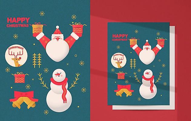 ZIP 리본 크리스마스 일러스트 눈사람 크리스마스카드 프레임 사람없음 빨간색 선물상자 산타클로스 귀여움 목도리 루돌프 종 청록색 순록 목업 국내일러스트 AI파일 잡화 기념일 컬러 컨셉 사슴 카드_감사 선물 상자 파일형식 벡터