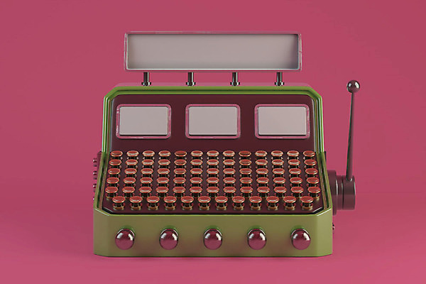 PSD 편집이미지 분홍색 사람없음 쇼핑 한개 3D소스 3D 세일 행운 디지털합성 오브젝트 타자기 룰렛 당첨 슬롯머신 잭팟 편집소스 편집3D 1 컬러 컨셉 골동품 게임 파일형식