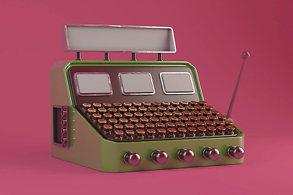 PSD 편집이미지 분홍색 사람없음 쇼핑 한개 3D소스 3D 세일 행운 디지털합성 오브젝트 타자기 룰렛 당첨 슬롯머신 잭팟 편집소스 편집3D 1 컬러 컨셉 골동품 게임 파일형식