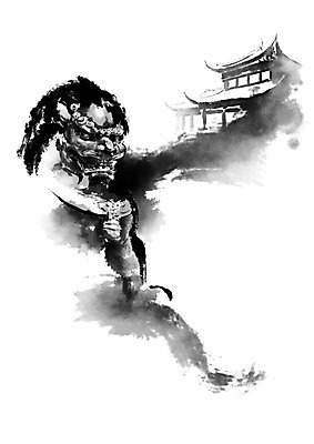 PSD 고건축 일러스트 캘리그라피 붓터치 주택 기와집 수묵화 사람없음 동상 중국 문화재 동양화 번짐 중국전통 사자상 국내일러스트 전통 건축물 아시아 한옥 미술 건물 조형물 기념물 파일형식 효과