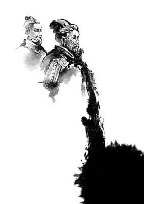 PSD 일러스트 캘리그라피 붓터치 수묵화 사람없음 동상 중국 문화재 무덤 동양화 번짐 중국전통 병마용갱 국내일러스트 전통 아시아 미술 조형물 기념물 파일형식 효과