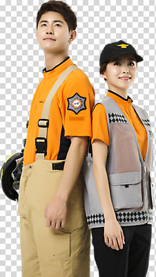 편집이미지 여자 남자 유니폼 서기 누끼 상반신 20대 두명 옆모습 한국인 등맞대기 소방관 PNG 성인만 편집소스 옷 뷰포인트 모션 사람 동양인 청년 구조원 소방 파일형식