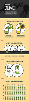 일러스트 그래프 해바라기 사람없음 노란색 인포그래픽 정보 올리브오일 올리브 올리브열매 해바라기씨유 국내일러스트 AI파일 열매 꽃 컬러 기름_음식 파일형식 벡터