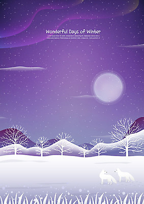 별 백그라운드 설경 겨울 일러스트 산 사람없음 설원 보라색 고요 보름달 눈 오로라 북극여우 겨울풍경 겨울배경 국내일러스트 AI파일 자연요소 계절 컬러 자연현상 날씨 눈_날씨 풍경 달 여우 파일형식 벡터