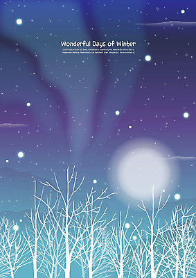 나무 별 백그라운드 설경 겨울 일러스트 하늘 사람없음 파란색 보라색 고요 눈 오로라 겨울풍경 겨울배경 국내일러스트 AI파일 자연요소 식물 계절 컬러 자연현상 날씨 풍경 파일형식 벡터