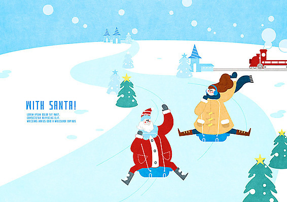 PSD 나무 여자 남자 어린이 크리스마스 겨울 일러스트 함께함 사람 두명 산타클로스 설원 기차 눈 즐거움 썰매 기차역 눈썰매장 별장식 국내일러스트 자연요소 식물 계절 기념일 감정 별 육상교통 컨셉 날씨 대중교통 눈_날씨 장식 역 파일형식