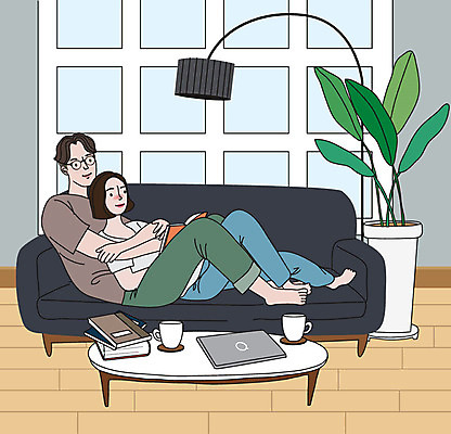 라이프스타일 부부 커플 여자 남자 행복 결혼 일러스트 신혼부부 휴식 사랑 사람 앉기 성인 두명 일상 생활 소파 백허그 부부라이프 성인만 딩크족 국내일러스트 AI파일 감정 컨셉 의자 관계 모션 포옹 이벤트 라이프 신혼 파일형식 벡터