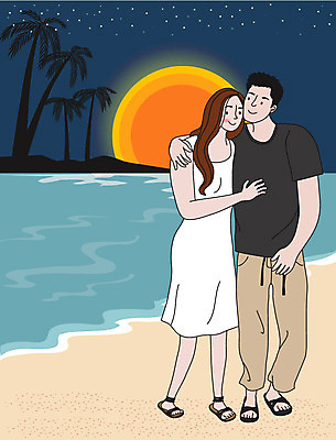 라이프스타일 부부 커플 여자 남자 행복 바다 여행 결혼 일러스트 신혼부부 사랑 사람 성인 해변 두명 생활 기댐 산책 신혼여행 부부라이프 성인만 어깨에손 딩크족 국내일러스트 AI파일 감정 관계 모션 휴식 이벤트 신혼 파일형식 벡터