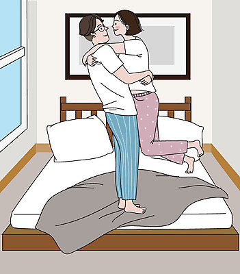 라이프스타일 부부 커플 여자 남자 행복 결혼 일러스트 장난 신혼부부 포옹 아침 사랑 사람 성인 두명 일상 생활 침실 침대 부부라이프 성인만 딩크족 국내일러스트 AI파일 주간 감정 가구 관계 안기 이벤트 라이프 신혼 파일형식 벡터