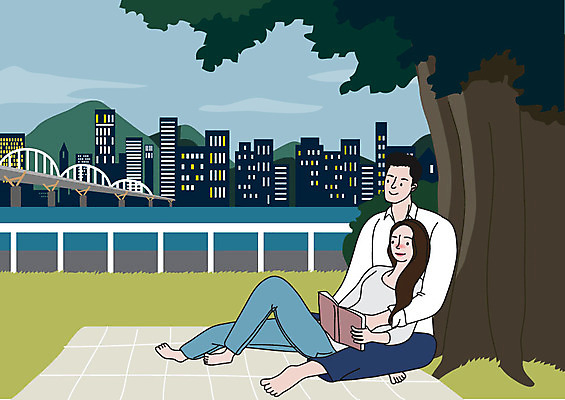 라이프스타일 부부 커플 여자 남자 행복 결혼 일러스트 신혼부부 휴식 사랑 사람 성인 두명 일상 생활 독서 산책 강가 돗자리 한강 부부라이프 성인만 딩크족 국내일러스트 AI파일 감정 컨셉 관계 서울 이벤트 라이프 강 신혼 랜드마크 파일형식 벡터