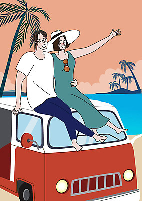 라이프스타일 부부 커플 여자 남자 행복 바다 여행 결혼 일러스트 신혼부부 자동차 사랑 사람 성인 두명 생활 신혼여행 부부라이프 성인만 딩크족 국내일러스트 AI파일 감정 육상교통 관계 이벤트 신혼 파일형식 벡터