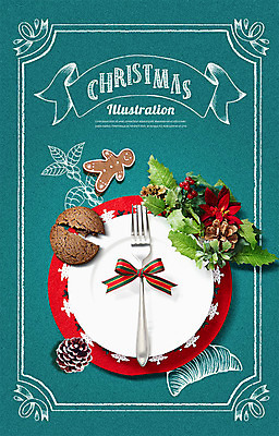 PSD 편집이미지 접시 영어 리본 크리스마스 겨울 캘리그라피 사람없음 초록색 쿠키 솔방울 포인세티아 진저쿠키 카피스페이스 이미지편집 문자 식기 계절 기념일 꽃 컬러 디저트 공백 파일형식