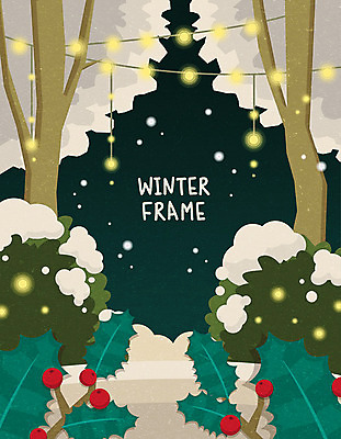 나무 열매 겨울 일러스트 전구 전등 조명 프레임 풍경 사람없음 컬러풀 프레임일러스트 겨울풍경 국내일러스트 AI파일 식물 계절 컬러 파일형식 벡터