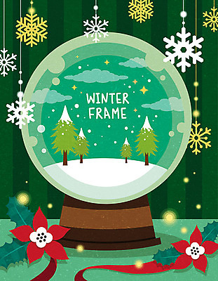 나무 꽃 겨울 일러스트 프레임 사람없음 컬러풀 눈송이 원형프레임 스노글로브 포인세티아 프레임일러스트 국내일러스트 AI파일 식물 계절 컬러 눈_날씨 장식 원형 파일형식 벡터