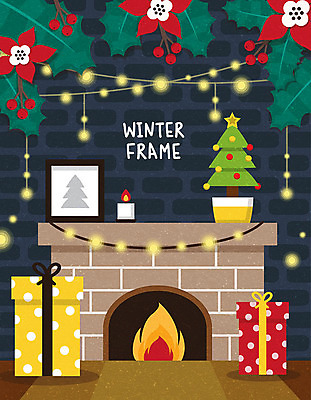 겨울 일러스트 전구 조명 프레임 크리스마스선물 사람없음 선물상자 컬러풀 크리스마스트리 등불 벽난로 포인세티아 프레임일러스트 국내일러스트 AI파일 계절 꽃 컬러 크리스마스 선물 상자 파일형식 벡터