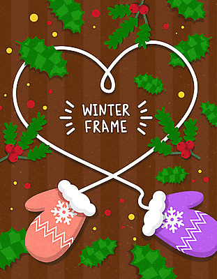 열매 장갑 잎 겨울 일러스트 프레임 사람없음 컬러풀 하트 오브젝트 프레임일러스트 하트프레임 손모아장갑 국내일러스트 AI파일 모양 식물 잡화 계절 컬러 파일형식 벡터