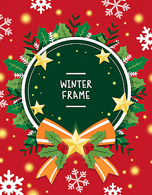 별 리본 잎 겨울 일러스트 프레임 사람없음 컬러풀 눈송이 오브젝트 원형프레임 프레임일러스트 국내일러스트 AI파일 자연요소 식물 계절 컬러 눈_날씨 원형 파일형식 벡터