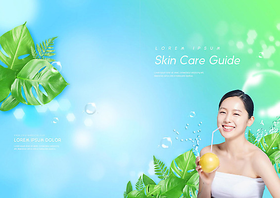 PSD 템플릿 표지디자인 북디자인 출판디자인 여자 표지 리플렛 잎 북커버 나뭇잎 빨대 한명 팜플렛 상반신 20대 성인 앞모습 초록색 파란색 뷰티 한국인 물방울 레몬 상큼 스킨케어 의료성형뷰티 성인여자한명만 이미지템플릿 식물 1 뷰포인트 컬러 과일 사람 동양인 청년 여자한명만 성인여자만 파일형식