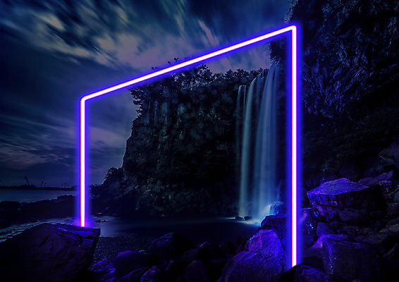 PSD 구름 편집이미지 파도 백그라운드 야경 자연 하늘 사람없음 파란색 빛 판타지 폭포 네온 카피스페이스 네온아트 이미지편집 자연요소 바다 컬러 상상 공백 야간 생태계 파일형식 풍경_경치