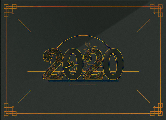 일러스트 새해 타이포그라피 사람없음 숫자 전통문양 학 금박 신년카드 2020년 경자년 국내일러스트 AI파일 문자 전통 문양 조류 카드_감사 연도 파일형식 벡터