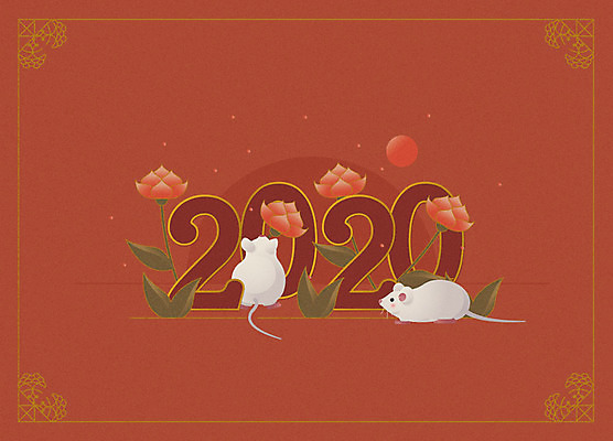 한국전통 두마리 일러스트 새해 연꽃 타이포그라피 사람없음 태양 숫자 전통문양 쥐띠 쥐 자주색 신년카드 2020년 경자년 국내일러스트 AI파일 자연요소 문자 전통 문양 꽃 컬러 2 카드_감사 한국 십이지신 설치류 연도 파일형식 벡터