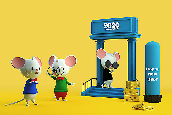 PSD 편집 편집이미지 캐릭터 안경 출입구 치즈 새해 3D캐릭터 세마리 사람없음 선글라스 노란색 3D 귀여움 쥐띠 쥐 디지털합성 쥐캐릭터 해피뉴이어 흰쥐 2020년 경자년 편집3D 잡화 컬러 동물캐릭터 컨셉 유제품 3 새해인사 십이지신 설치류 연도 파일형식