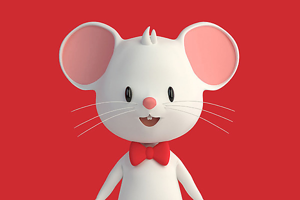 PSD 편집 편집이미지 캐릭터 한마리 리본 새해 3D캐릭터 사람없음 빨간색 3D 귀여움 쥐띠 쥐 디지털합성 쥐캐릭터 흰쥐 2020년 경자년 편집3D 1 컬러 동물캐릭터 컨셉 십이지신 설치류 연도 파일형식