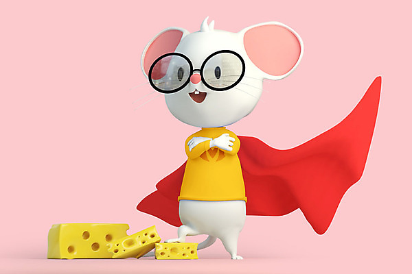 PSD 편집 편집이미지 캐릭터 한마리 안경 분홍색 치즈 새해 3D캐릭터 사람없음 3D 귀여움 쥐띠 쥐 망토 디지털합성 쥐캐릭터 흰쥐 2020년 경자년 편집3D 1 잡화 컬러 동물캐릭터 컨셉 유제품 십이지신 설치류 연도 파일형식