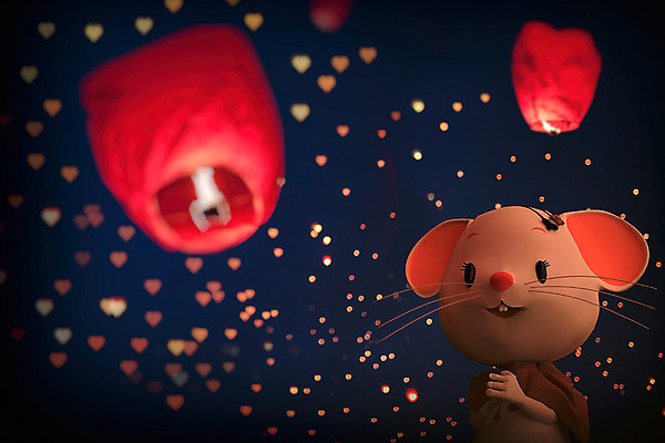 PSD 편집 편집이미지 캐릭터 한마리 새해 3D캐릭터 사람없음 3D 귀여움 여러개 쥐띠 쥐 디지털합성 쥐캐릭터 소원 풍등 흰쥐 2020년 경자년 편집3D 1 동물캐릭터 다수 컨셉 조명 십이지신 설치류 연도 파일형식