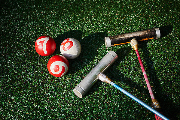 포토 JPG 주간 스포츠 공 레저 취미 사람없음 야외 하이앵글 여러개 경기장 장비 게이트볼 게이트볼장 플랫레이 게이트볼스틱 국내포토 자연요소 뷰포인트 다수 스포츠시설 구기 플랫 파일형식