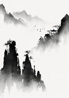 PSD 여러마리 일러스트 캘리그라피 조류 붓터치 산 수묵화 풍경 사람없음 동양화 한지 정자 번짐 화선지 국내일러스트 동물 건축물 종이 다수 미술 파일형식 효과