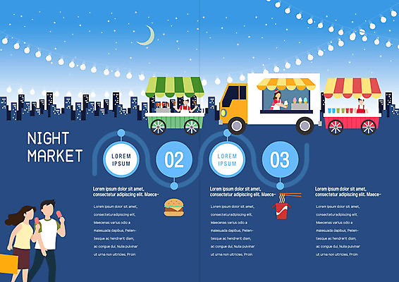 PSD 템플릿 편집 표지디자인 북디자인 커플 출판디자인 여자 남자 내지 리플렛 북커버 비즈니스 조명 팜플렛 여러명 햄버거 달 라면 남색 야시장 푸드트럭 이미지템플릿 자연요소 음식 컬러 다수 관계 패스트푸드 사람 트럭 면류 시장 파일형식