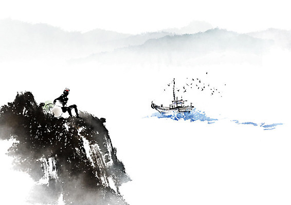 PSD 여자 바다 일러스트 캘리그라피 갈매기 조류 붓터치 산 한명 사람 풍경 해변 어선 번짐 어촌 바위섬 해녀 선박 여자한명만 국내일러스트 동물 직업 1 섬 수상교통 배_교통 시골 여자만 파일형식 효과