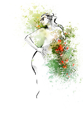 PSD 여자 패션 꽃 잎 일러스트 캘리그라피 붓터치 한명 사람 선글라스 뷰티 번짐 여자한명만 국내일러스트 식물 1 안경 여자만 파일형식 효과