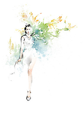 PSD 여자 패션 꽃 잎 일러스트 캘리그라피 붓터치 한명 사람 뷰티 번짐 여자한명만 국내일러스트 식물 1 여자만 파일형식 효과