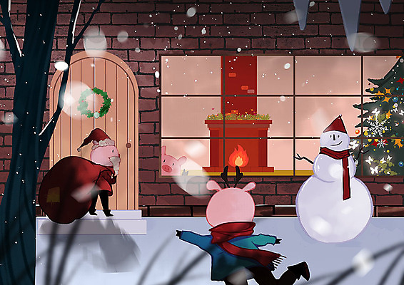PSD 나무 크리스마스 겨울 일러스트 창문 눈사람 벽돌 따뜻함 세마리 선물 들기 사람없음 크리스마스트리 문 돼지 벽난로 돼지캐릭터 아기돼지 크리스마스리스 국내일러스트 식물 계절 기념일 새끼 동물캐릭터 포유류 모션 3 화환 파일형식