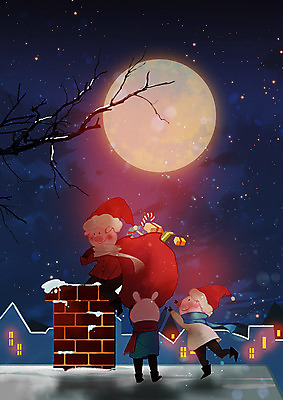 PSD 크리스마스 겨울 일러스트 지붕 따뜻함 세마리 굴뚝 선물 사람없음 선물상자 돼지 돼지캐릭터 밤길 아기돼지 국내일러스트 계절 기념일 길 새끼 동물캐릭터 포유류 3 상자 파일형식